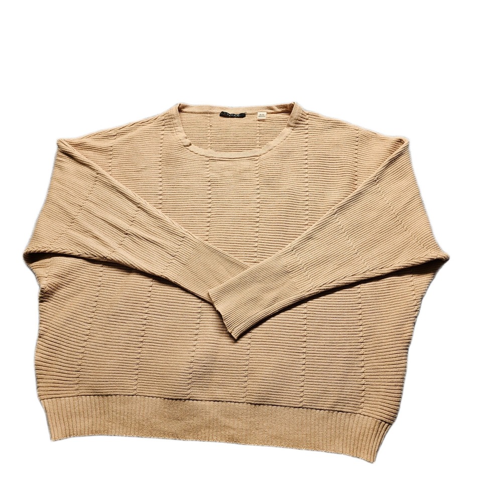 T Tahari Sweater‎ Womens XL Brown Ribbed Knit Oversized Dolman Sleeve Pullover